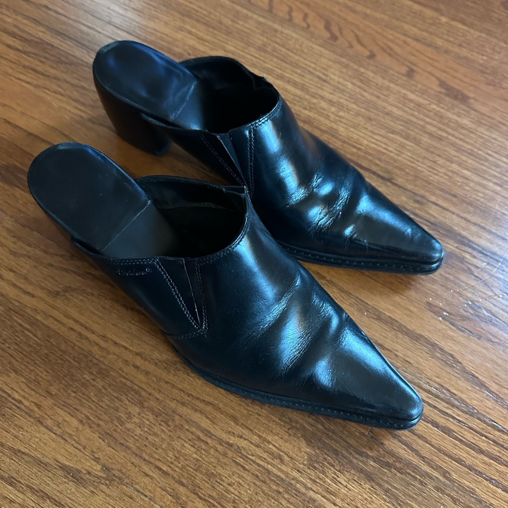 Harley-Davidson Black Leather Pointed Slip-On Loafers